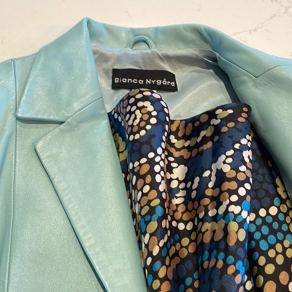 Leather Blazer in Robin’s Egg Blue - Picture 5 of 5